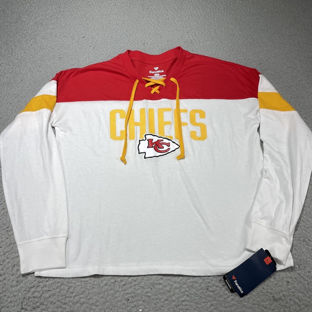 Fanatics Kansas City Chiefs Red White Gold Lace-Up Long Sleeve Tee